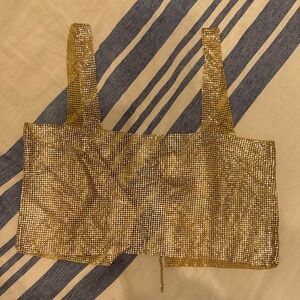 Gold Rhinestone Crop Top
